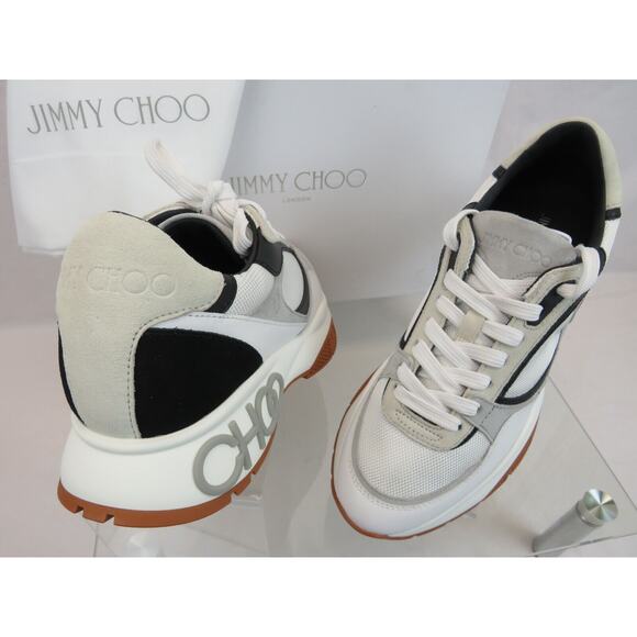 JIMMY CHOO LANDON GRAY SUEDE WHITE BLACK LEATHER PLATFORM SNEAKERS 43 10 main image 8